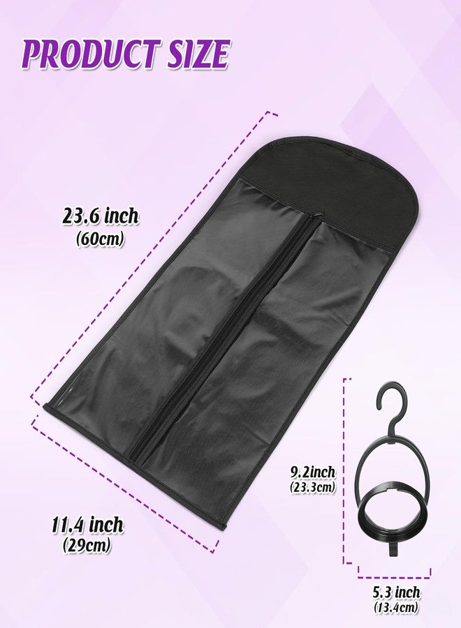 KOLLIEE 6 Pcs Wig Bags Storage with Wig Hanger Dust-proof for Multiple Wigs Hanging Storage Bags Organizer Foldable Easy Carry Suitable for Home Travel Hair Salon Black - Image 3